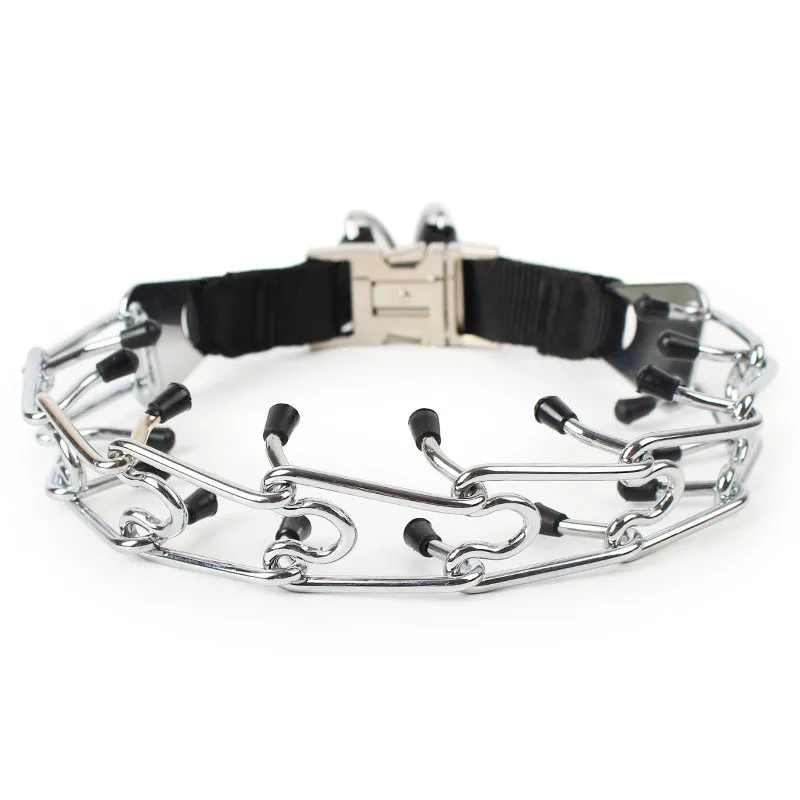Easy-On Plated Adjustable Medium Large Dog Collar Gear Prong Pet Training Collar with Quick Release Snap Buckle and Rubber Tips2