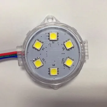 

WS2811 addressable WHITE color 20pcs DC12V pixel module with clear cover;6pcs 5050 white led inside;1.44W;42mm diameter