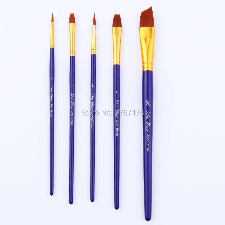 High quality 5pcs nylon hair oil painting brush multifunction art paint