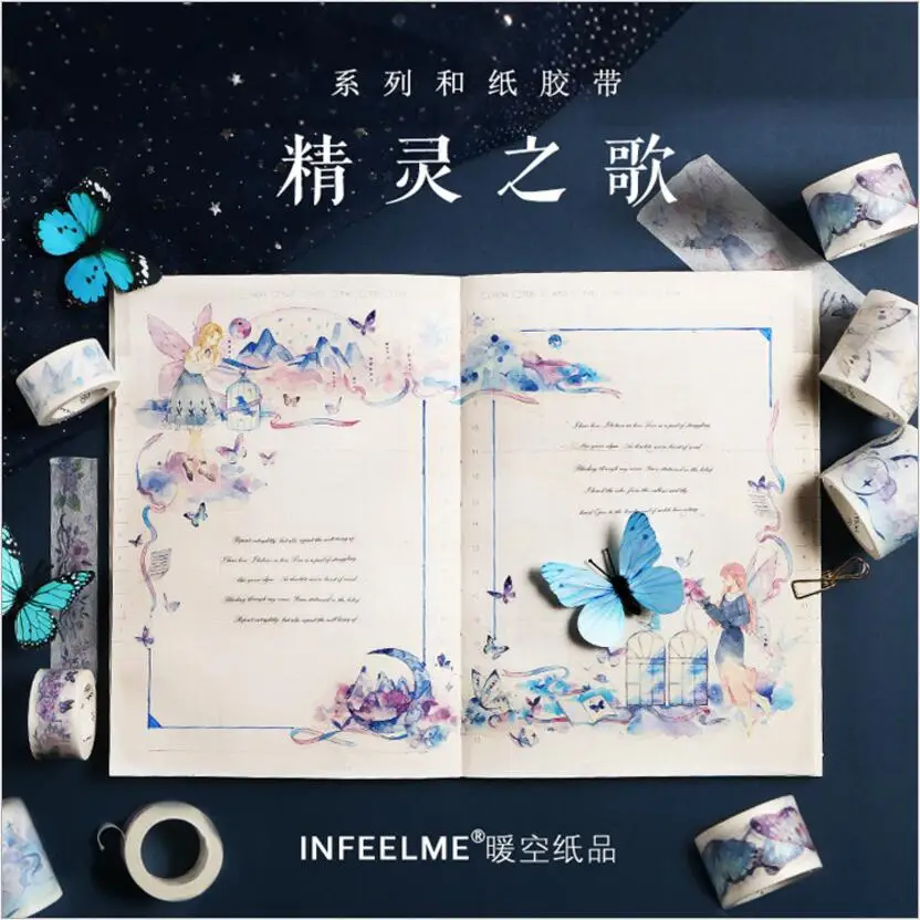 

15-40 mm wide Creative Butterfly Flowers Alice fairy tale Washi Tape decorative DIY Scrapbooking Sticker Label Masking Tape