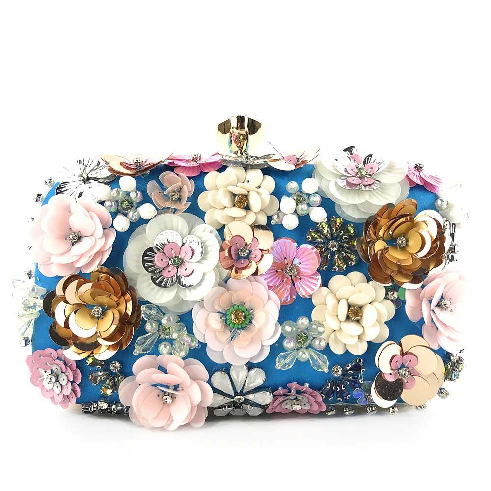 

Flower Fashion Women Clutch Box Evening Party Glitter Chain Hand Bag Wallet Ladies hasp party handbags small bags bolsa feminina