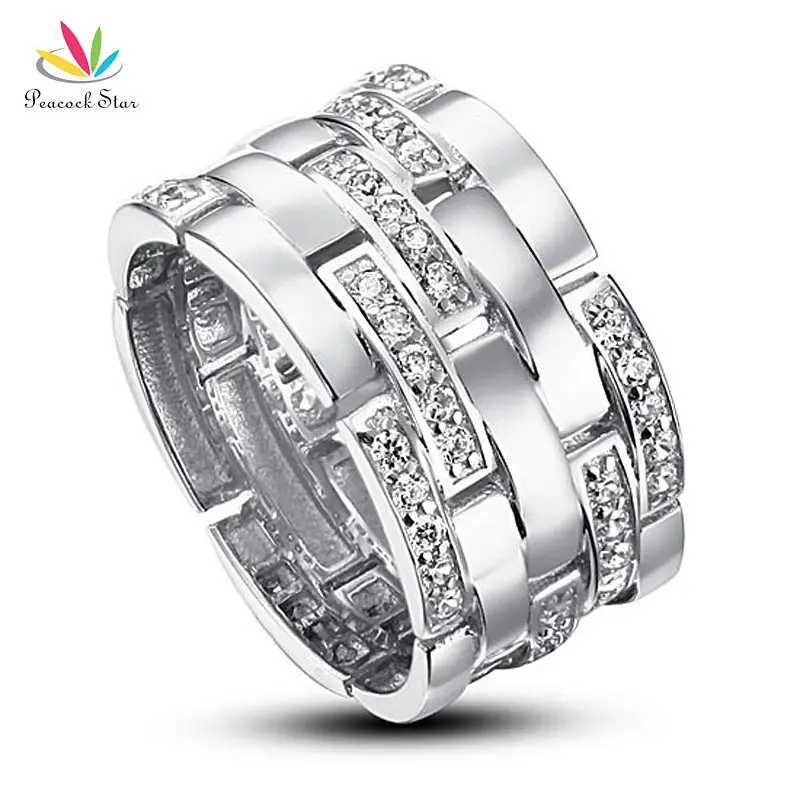 

Peacock Star Wedding Band Anniversary Sterling Solid 925 Silver Ring Jewelry CFR8005