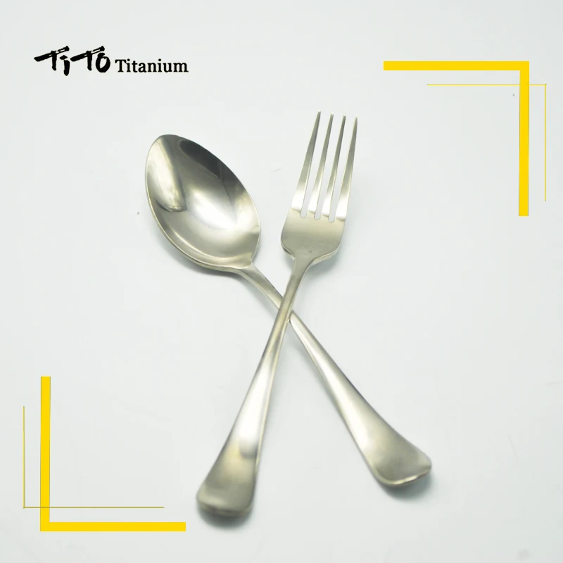 TiTo titanio pulido cuchara vajilla titanio tenedor ultraligero puro titanio Spork cubertería Camping cocina cuchara de titanio