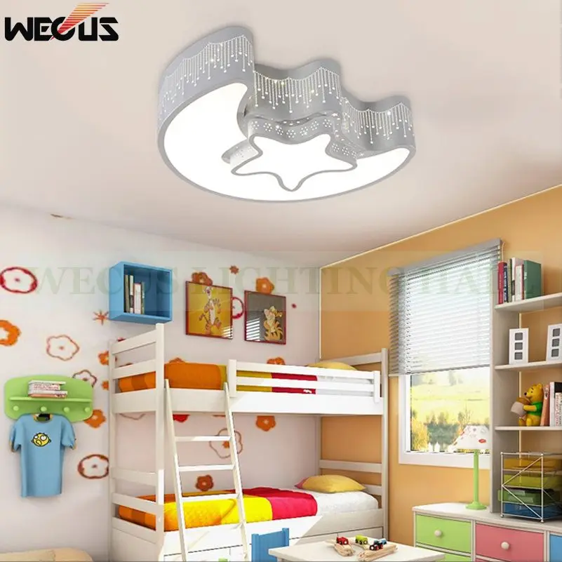 

(Wecus) Creative star half moon led ceiling light 85-265V 30W led child baby room lights ceiling lamps bedroom decoration lights