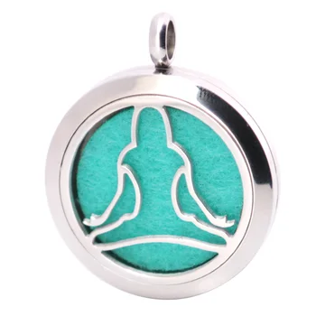 

10pcs Practice Yoga Aromatherapy Essential Oil Surgical Stainless Steel Pendant Necklace Perfume Diffuser Locket with Felt Pdas