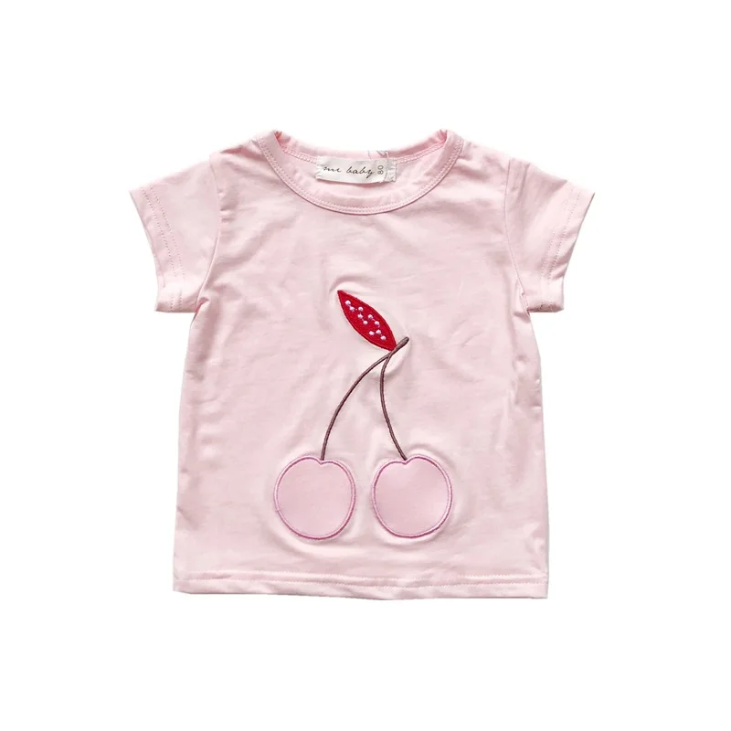 

girls cherry tshirt sweet toddler kids summer tops