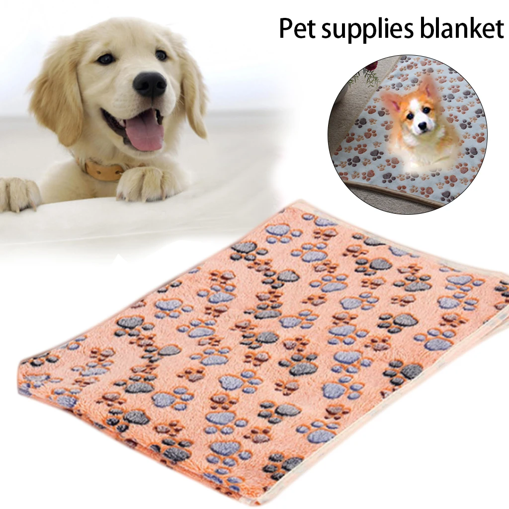 

Pet Blanket Sleeping Beds Cover Mat New Cute Dog Bed Mats Soft Flannel Fleece Paw Foot Print Warm For Small Medium Dogs Cats