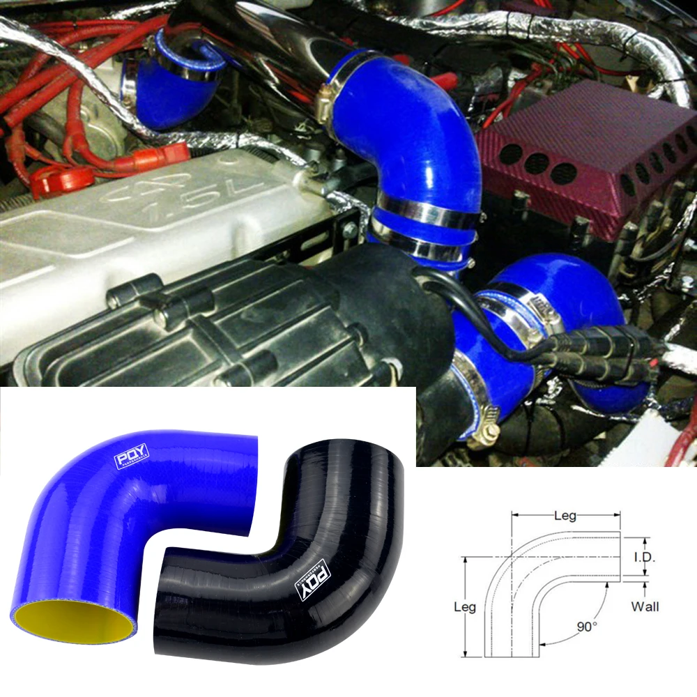 Черный/синий 2,"-2,5" 51 мм-63 мм/2,"-3" 63 мм-76 мм 90 градусов Локоть силиконовый шланг турбо Впускной черный синий