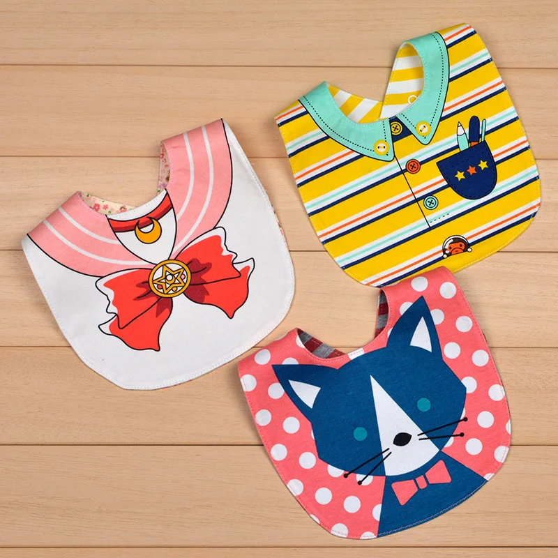 5 Pcs Cotton Waterproof Baby Bibs 2 Sides Print Cartoon Pattern Saliver Towel 0-3 Baby Feeding Bibs For Boys Girls Baby Care (11)