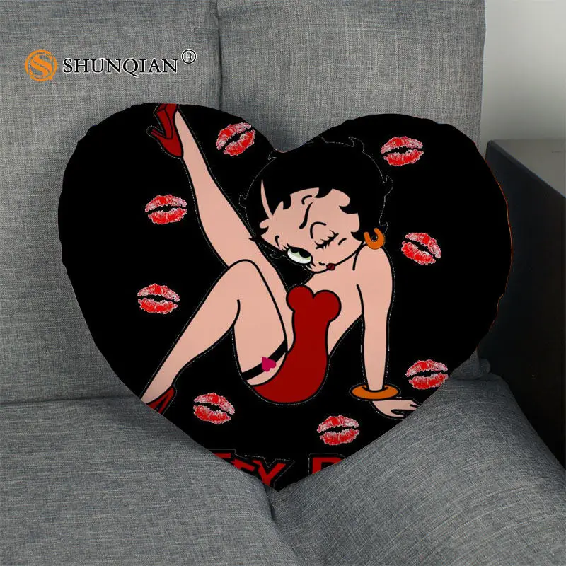 Betty Boop горячая Распродажа наволочка в форме сердца на заказ Наволочка на молнии для свадьбы для дома или офиса, декоративные, размер 41x36 см, 47x42 см - Цвет: 20