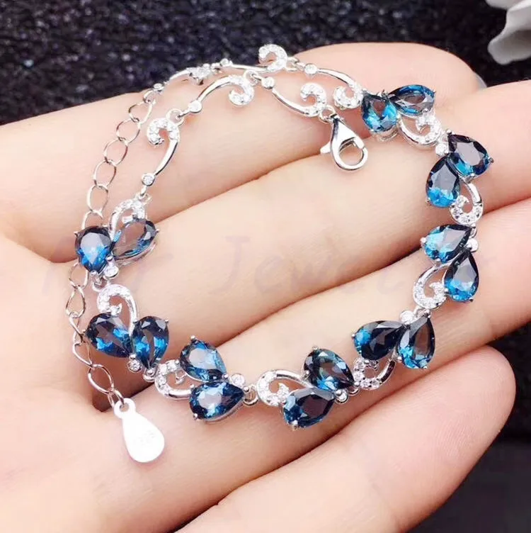 Синее ожерелье из топаза, браслет,, натуральный настоящий голубой топаз, Стерлинговое Серебро 925 пробы, 0.5ct* 16 шт, драгоценный камень# SB18092406