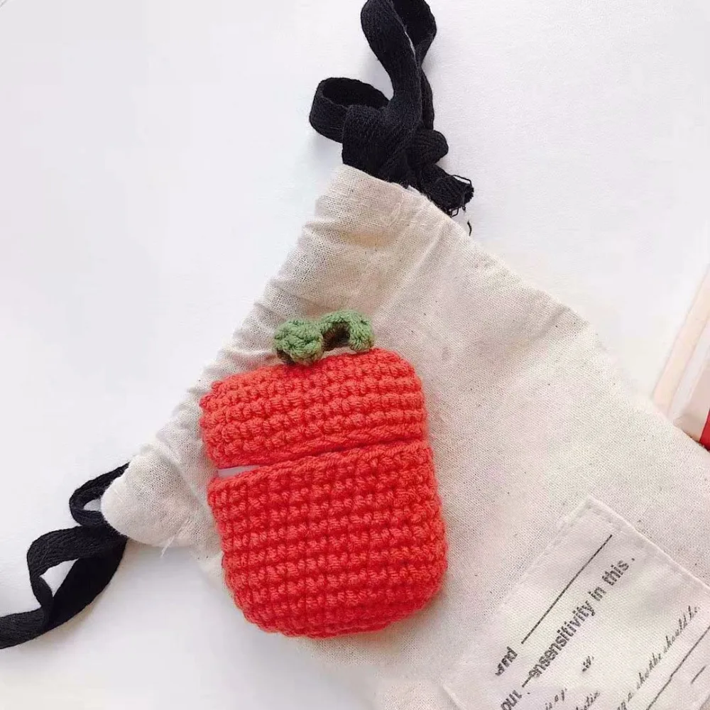 Милый защитный чехол с рисунком из мультфильма, Беспроводная Bluetooth коробка для хранения наушников, вязаный шерстяной чехол, сумка для Apple Airpods
