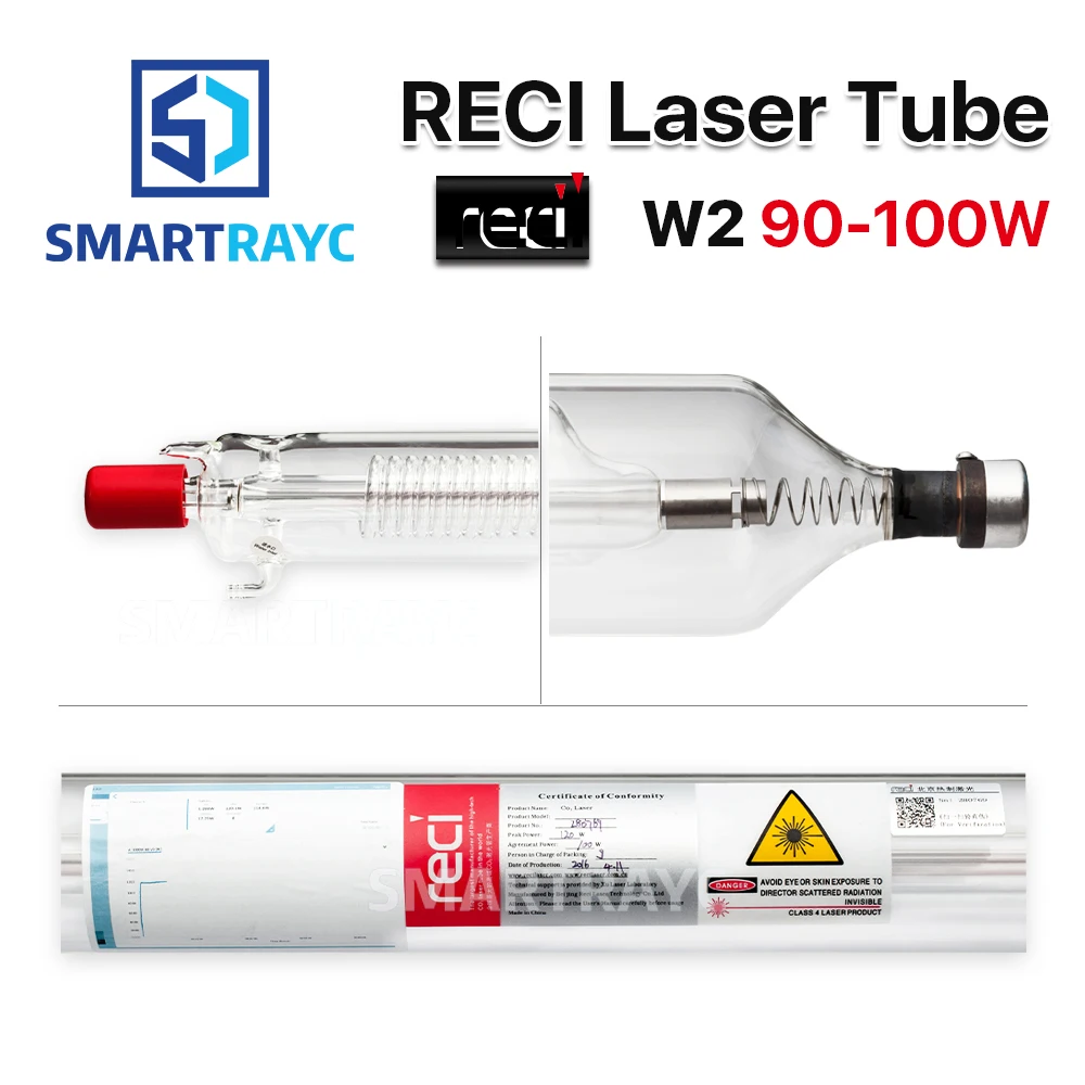 

Smartrayc Reci W2 90W-100W CO2 Laser Tube Wooden Box Packing Length 1200mm Dia. 80mm CO2 Laser Engraving Cutting Machine S2 Z2