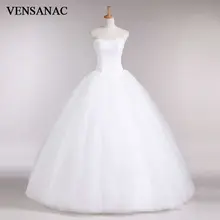 VENSANAC 2017 New A Line Lace Sweetheart Off the shoulder Sleeveless White Satin font b Bridal