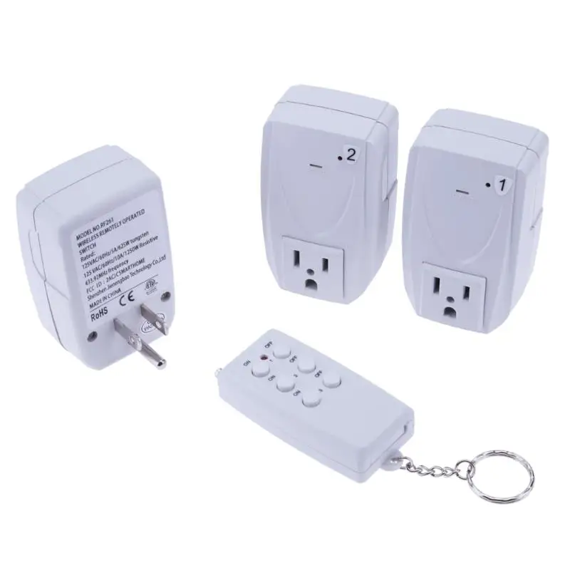 

20-30m Home Switch Smart Wireless Remote Control Power Outlet Socket Switch One Remote to Control 3 US Plugs