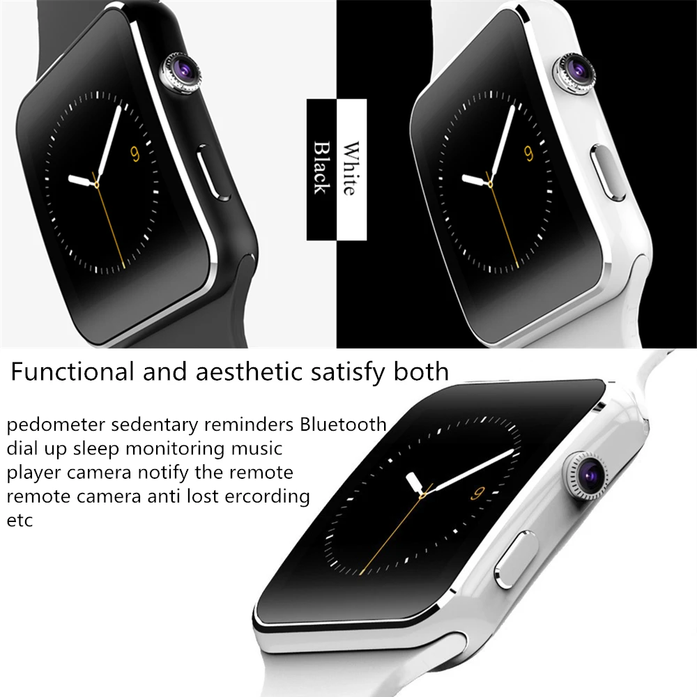 OGEDA Смарт мужские часы Bluetooth X6 спортивные Шагомер Smartwatch с камерой поддержка sim