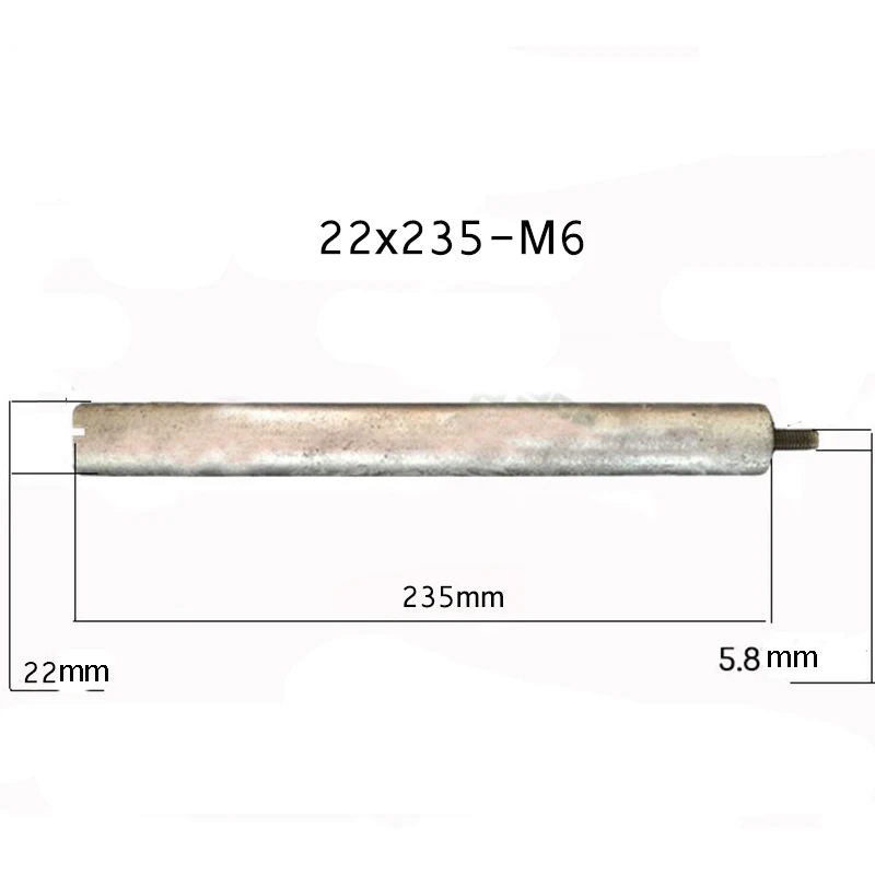 22*235mm-M6 магниевый анод стержень для солнечных систем водонагревателя с " медной гайкой