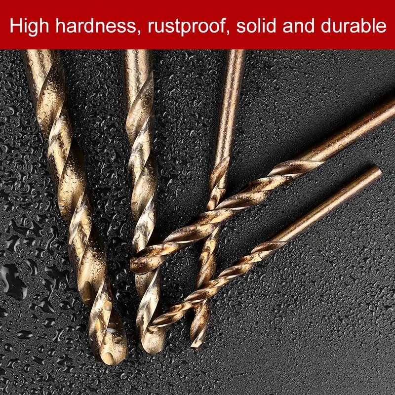 5PCS Stainless Steel M35 Cobalt Drill Bit Set Multi Bit Tool Straight Shank For Metal Stainless Steel Wear Resistance High Tempe