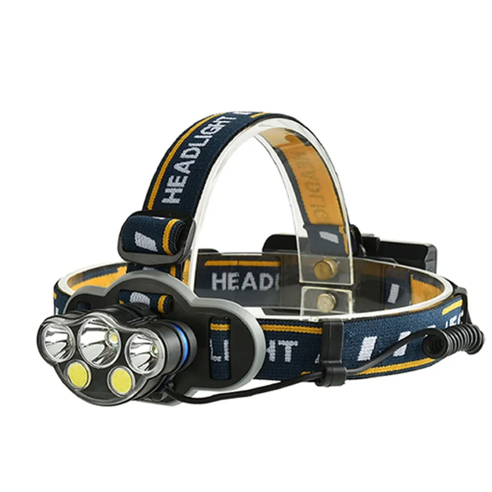 

LumiParty LED Headlamp Zoomable 2500Lm T6+COB Head Flashlight Torch 5-light USB Charging LED Forehead Lamp Fishing Headlight