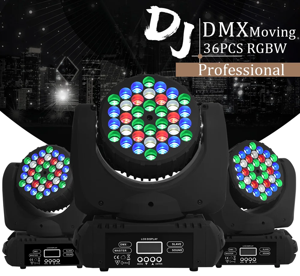 Китай перемещение головы привело луч 36x3 Вт RGB LED DMX перемещение головного света с DMX 11/15 Каналы