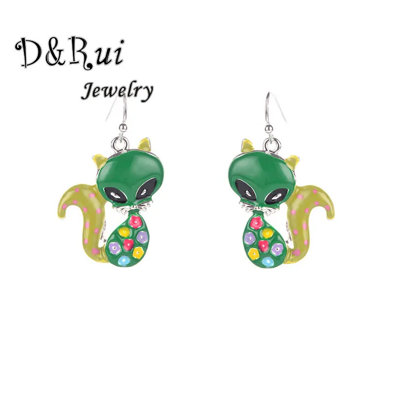 

Enamel Fox Drop Earrings Hanging for Women Cute Animal Jewelry Accessories Fashion Women's Statement Earrings 2019 New Christmas