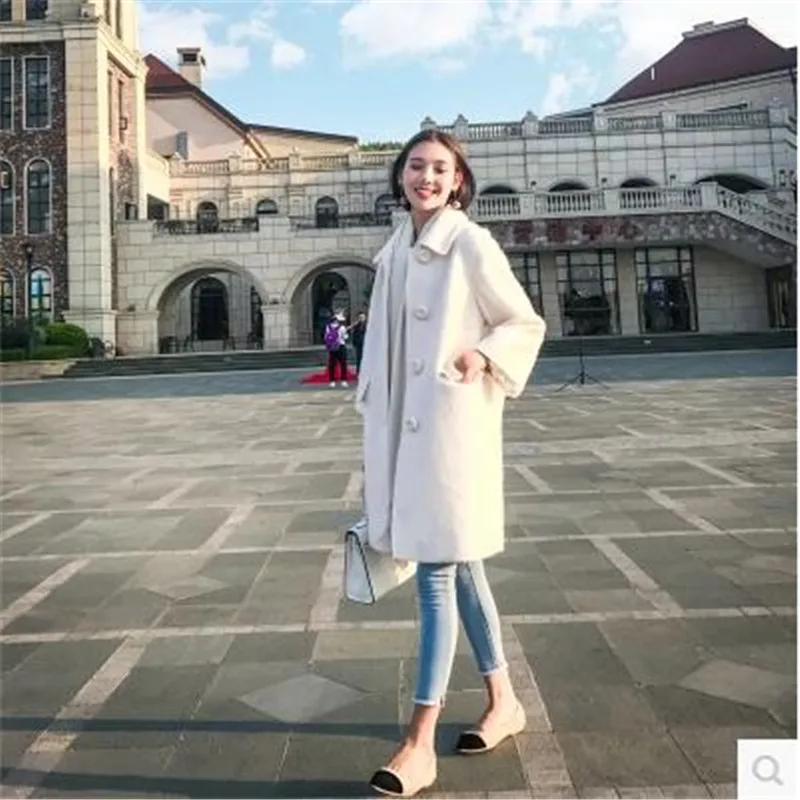 Женская Зимняя шерстяная куртка высокого качества, новинка, Модная приталенная элегантная женская однотонная куртка средней длины с длинным рукавом WLX298