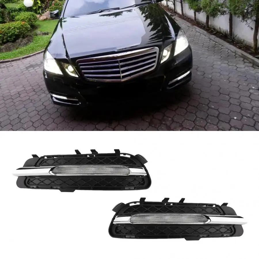 1 Pair Car LED Daytime Running Lights DRL Fog Light Fit for Mercedes-Benz W212 E250 E300 E350 2009-2013 2128851574 2128851674