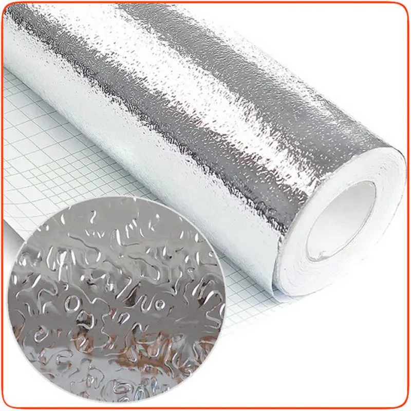 

1 Roll Waterproof Cabinet Aluminum Foil Kitchen Drawer Mat Oil Resistant Foil Stickers Self-adhensive Anti Oil Sticker