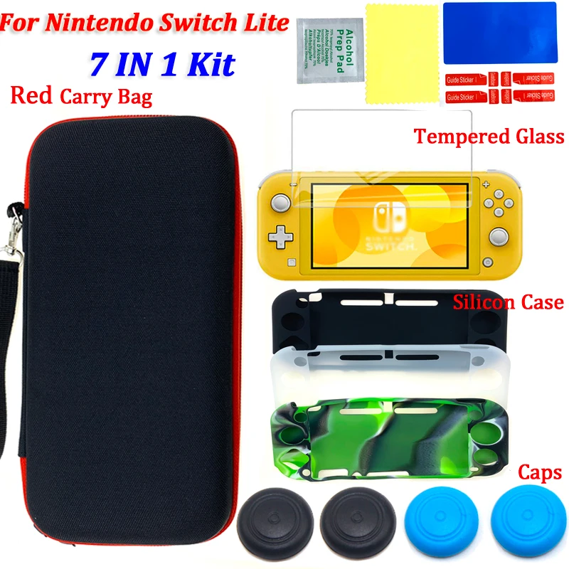 

Replacemen Portable Carry Bag Case+Tempered Glass film+silicon Case for NS Nintend Switch Lite Nintendoswitch Mini Lite Console