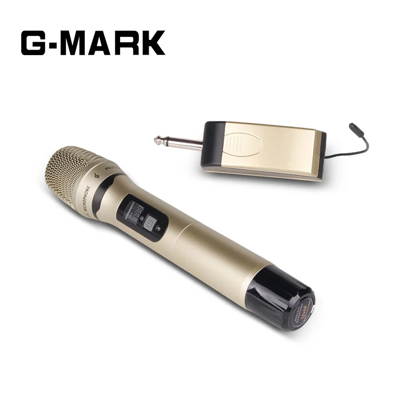

G-MARK RT666 Professional Wireless Microphone set Dynamic Handheld Karaoke Uhf With Receiver For Video singing metal shell