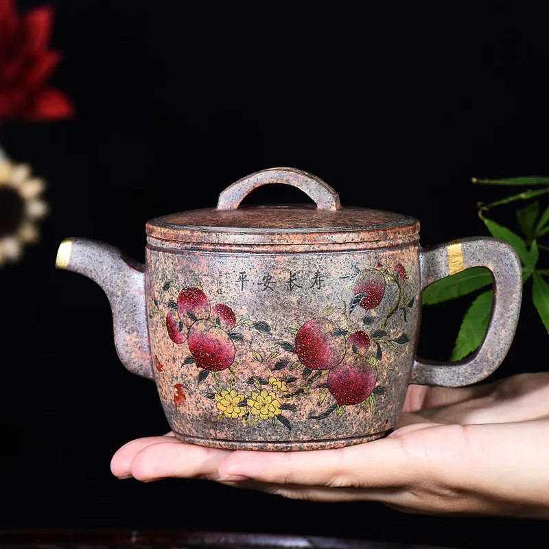 Kiln Trace дизайн в золотистом серебре рисунок Phuc Tho Han плитка темно-красный эмалированный керамический чайник Yixing НЕОБРАБОТАННАЯ руда по индивидуальному заказу