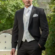 Горячая распродажа индивидуальные уголь свадебная церемония мужской костюм жених смокинги жених и дружки пиджак+ брюки+ галстук+ жилет