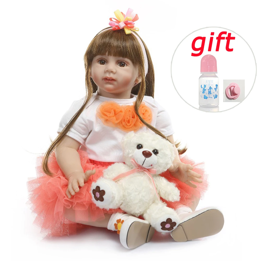 

Artist's new design 60cm Baby Reborn Silicone Cotton Body Babies Dolls Realistic alive girl Toy For Child Birthday Christmas Gif
