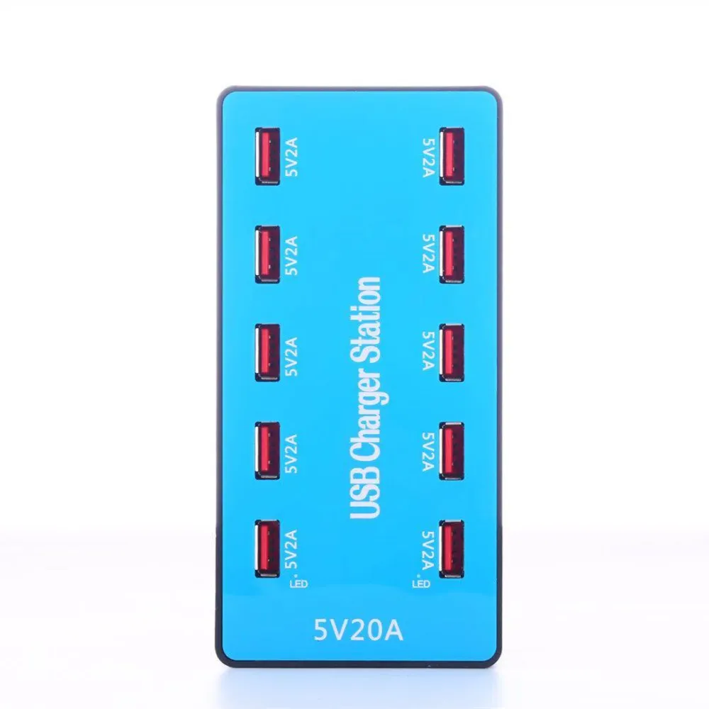 USB Зарядное устройство 100W 10 Порты USB 20A смартфон настольная зарядная станция для 5V 2A для samsung Xiaomi iPad Tablet PC для iPhone