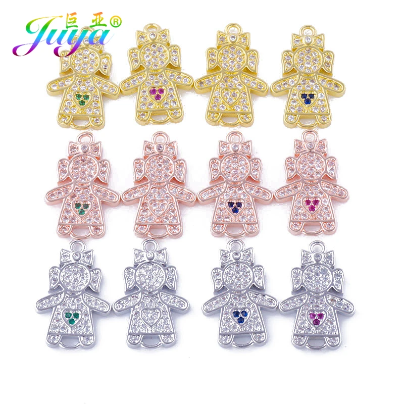 Jewelry Components Supplies Micro Pave Zircon Russian Girl Charm