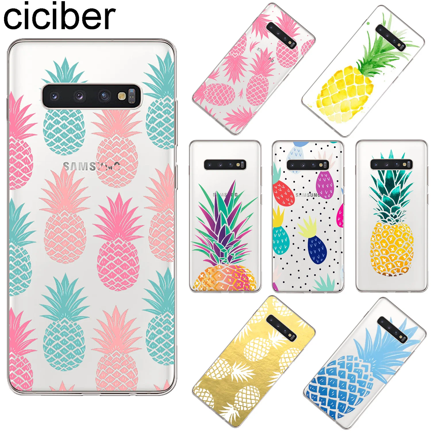 

Ciciber For Samsung Galaxy S9 S10 S8 Plus S10e Cover Soft TPU Phone Cases For S7 S5 S6 Edge S5 mini Fruit Pineapple Fundas Coque