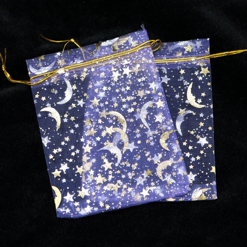 Горячая 100 шт./лот озеро Голубая Луна Звезда органза сумка 7x9 см маленький свадебный подарок Рождественский мешок для подарков, упаковка для ювелирных изделий сумки и сумки