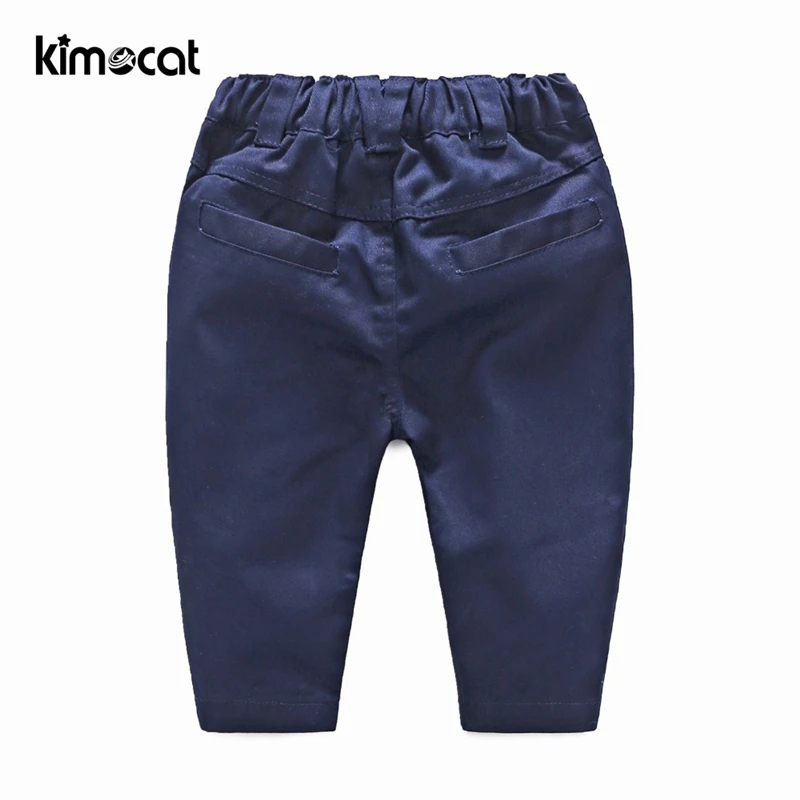 Kimocat/осенне-весенний Милый хлопковый комплект одежды с длинными рукавами и принтом, брючный костюм, рубашка+ штаны, комплект для маленьких мальчиков, комплекты детской одежды