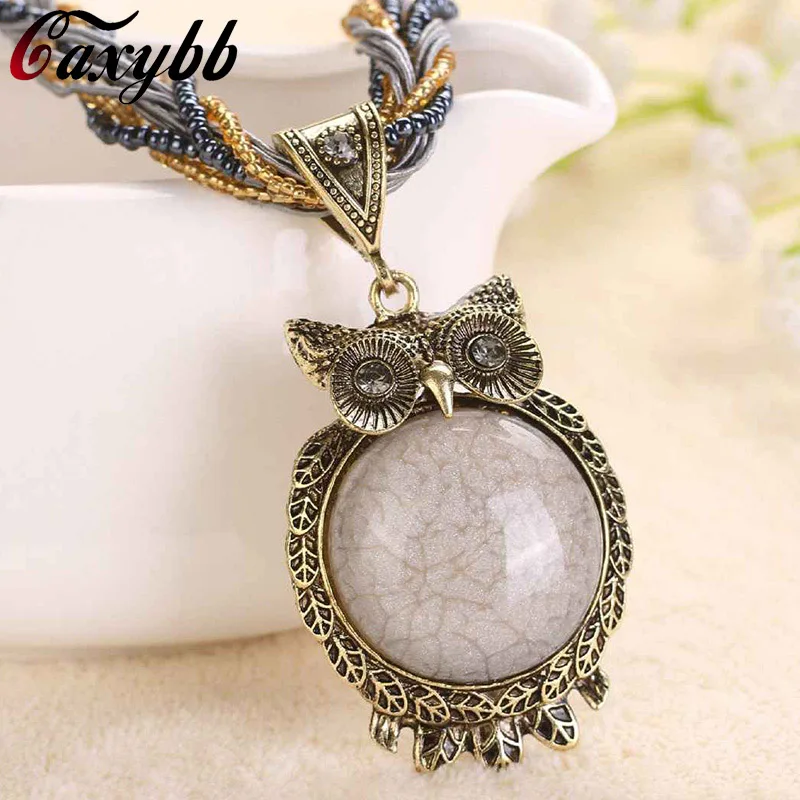 

Caxybb brand 2017 women's fashion bohemian necklace and pendants owl choker necklace tribal ethnic boho woman accessorye