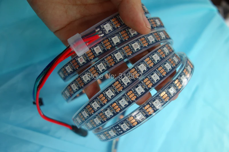 4 м IP68 DC5V WS2812B 240 светодиодов (60leds/м) LED addresable полный цвет RGB полосы; черный pcb; эпоксидная смола заполнены в трубки