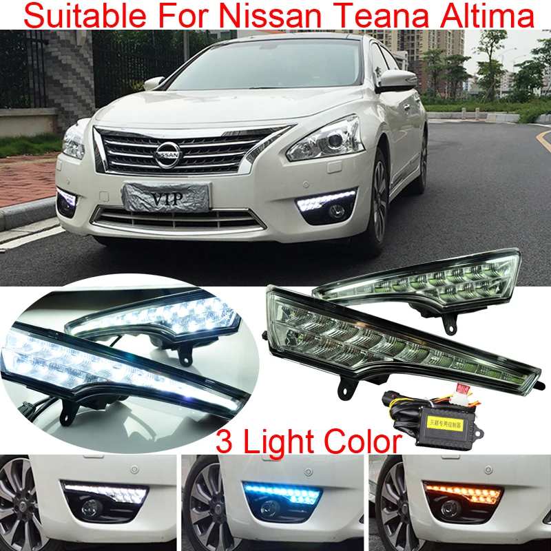 3 Light Color Car LED DRL Daytime Running Light Suitable for Nissan Teana Altima 2013 2015 Amber