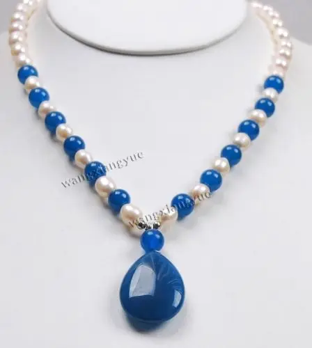 

Free Shipping >> Genuine 7-8mm White Akoya Pearl/Apatite Pendant Necklace 18