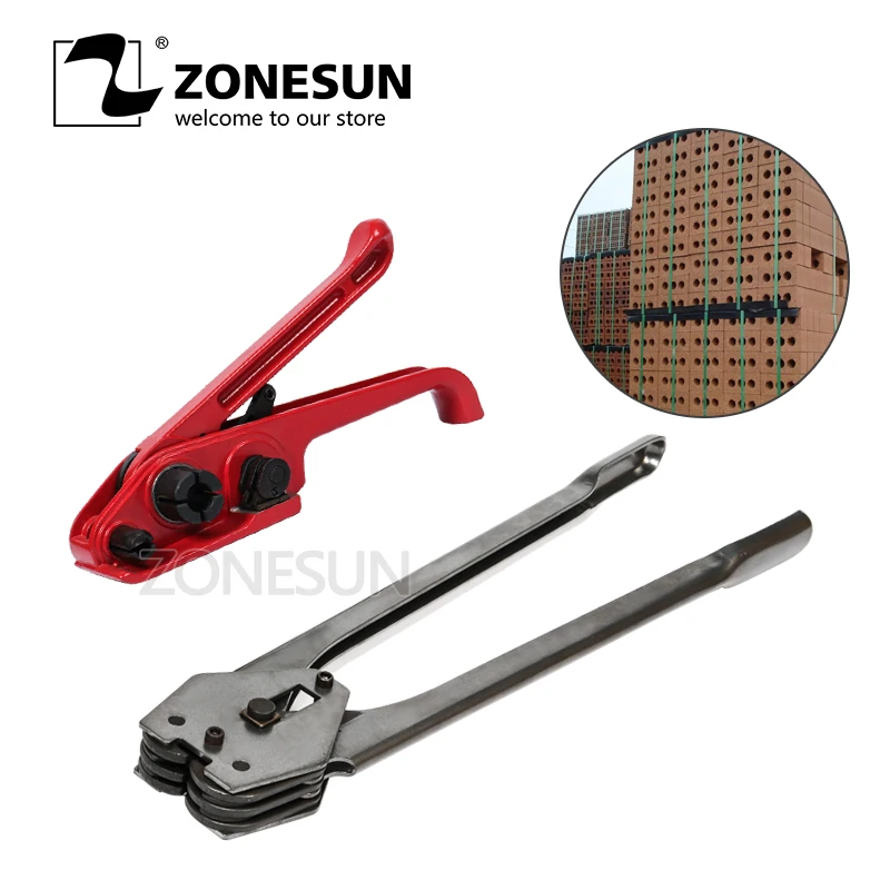 

ZONESUN Manual plastic strapping tool sealer and tensioner for 12-16 mm PET PP packaging tool hand tool bricks