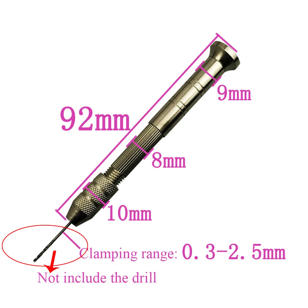 Hand Tools Aluminum Mini Manual Hand Drill Chuck Twsit Micro Drill Bit Woodwork