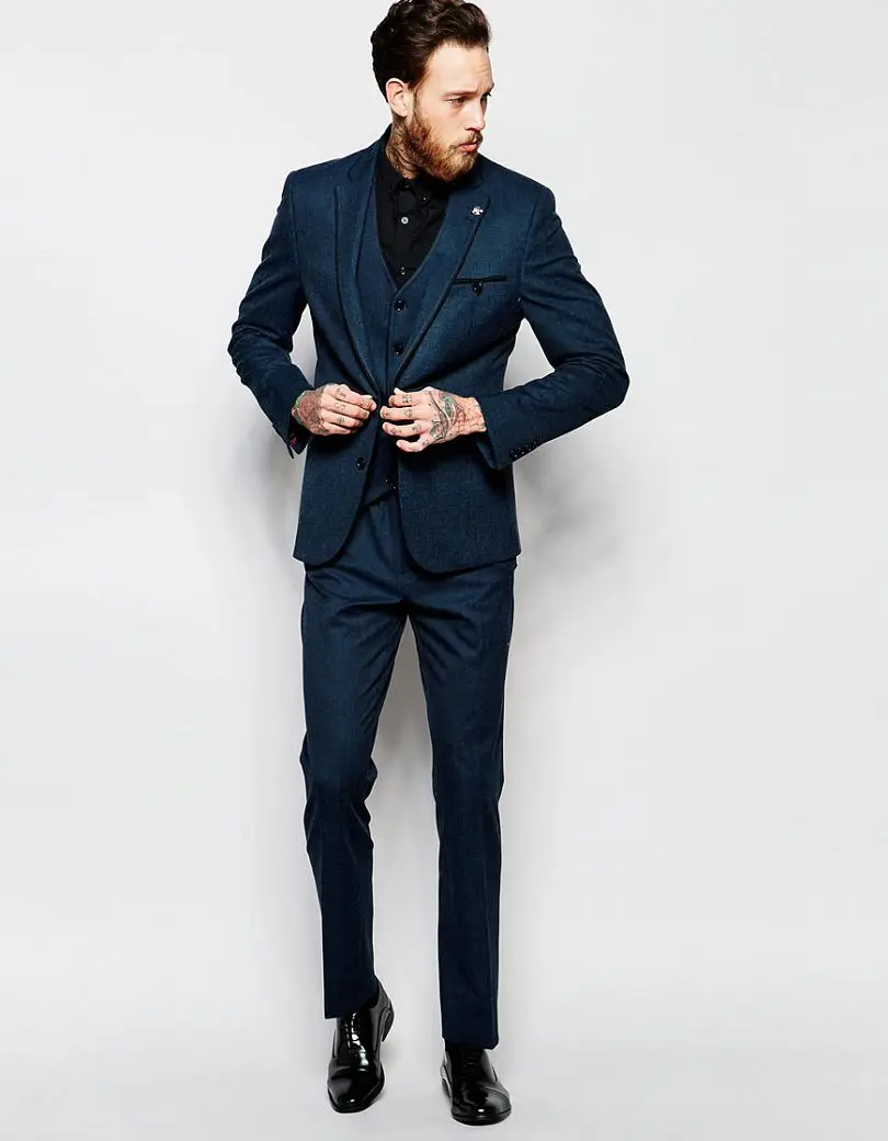 2019 Slim Suit With Tipping In Deep Teal Man Suit Custom Made Groomsman ...