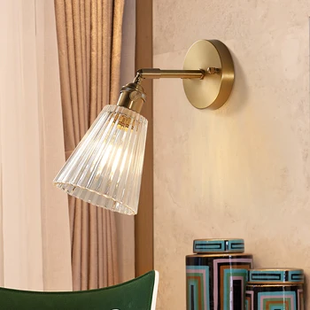 

Nordic modern wall light rotate up and down for bedroom bedside led wall lamp in the living room glass water cup wall sconce