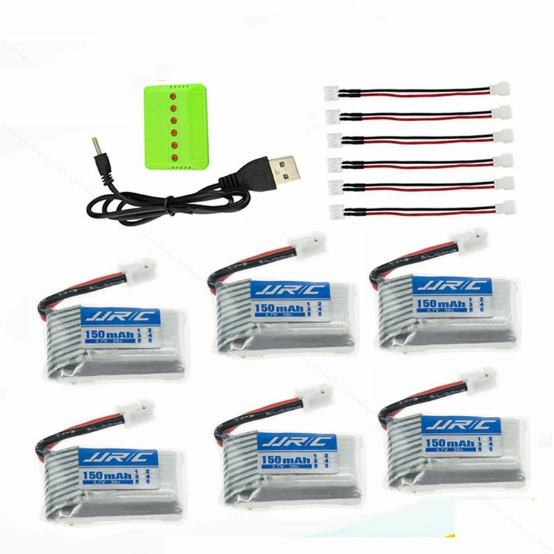 

3.7v 150mAh Lipo Battery with 6/5/4PCS Charger Conversion Cable for Mini Drone Eachine E010 JJRC H36 RC Quadcopter 5pcs