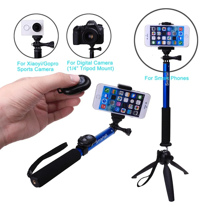 

For iPhone For Samsung S7 Edge S6 A8 A5 Z Note 9 8 S9 + J5 Bluetooth Camera Shutter Selfie Stick GOPRO Monopod+YUNTENG Tripod