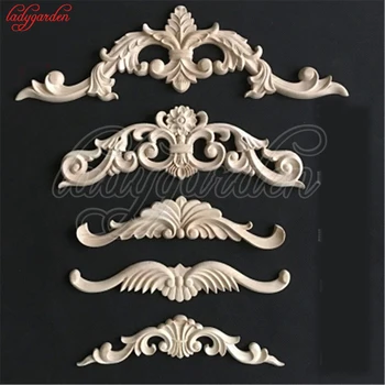 

Wood Appliques for Furniture Wood Door Decals Furniture Decorative Applique Flower Long Corner Mini Crossbow Home Decoration