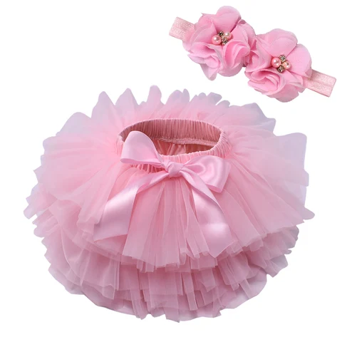 Short Kids Tutu Skirt for Girls Small Lush Puffy Toddler Baby Girl Clothes Tulle Skirt for Newborns Children With Headband